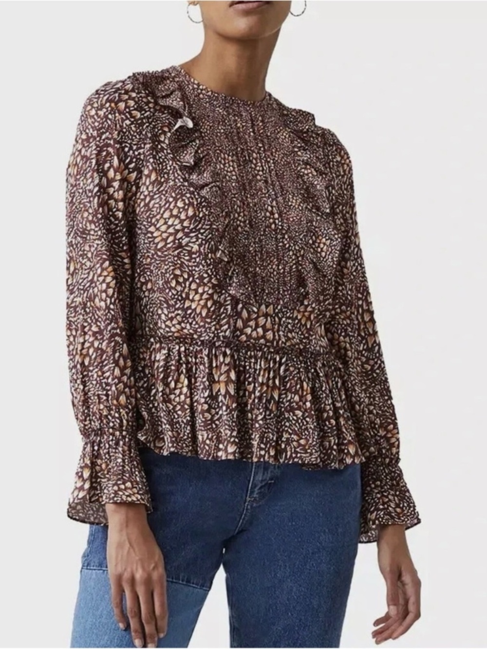 French Connection NWT New with Tags Faith Drape Blouse Chocolate orig $128.00